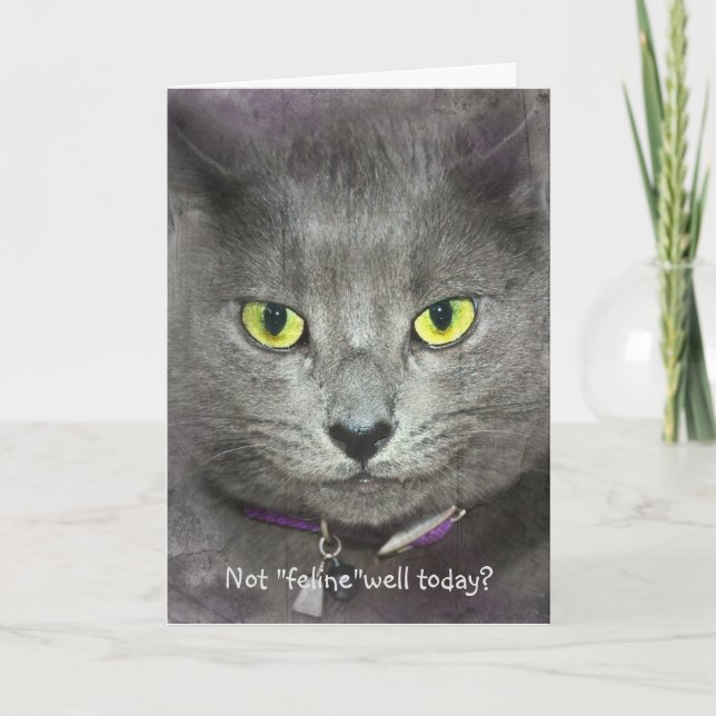 Tarjeta Cara de gato que se sentirá mejor pronto (Anverso)