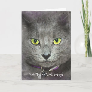 Tarjeta Cara de gato que se siente mejor pronto