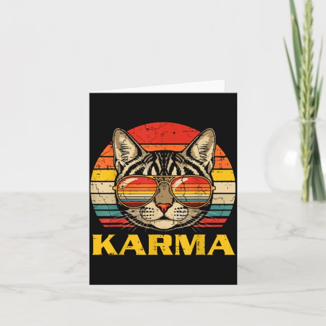 Tarjeta Cara de Gato Sungles Karma Divertido Gatito Gato H (Anverso)