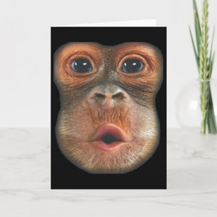 Tarjeta Cara de mono soplando estómago 