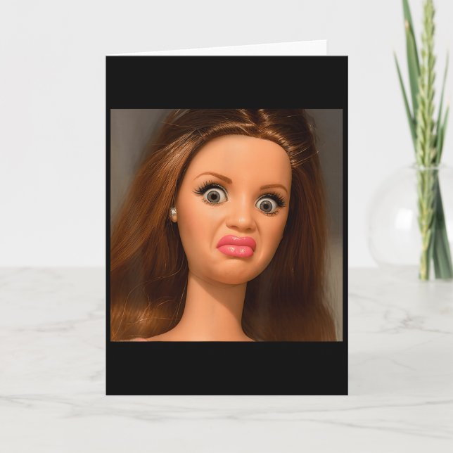 Tarjeta Cara de muñeca meme asquerosa divertida (Anverso)