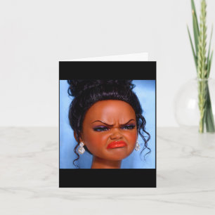 Tarjeta Cara de muñeca negra disgustada enojada meme Enoja