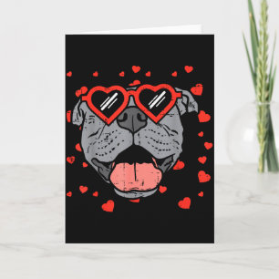 Tarjeta Cara de Pitbull Corazón Gafas Día de San Valentín