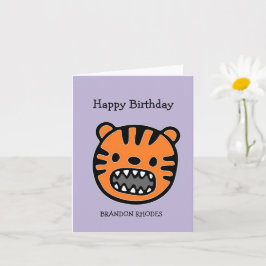 Tarjeta Cara de tigre marrón linda morada