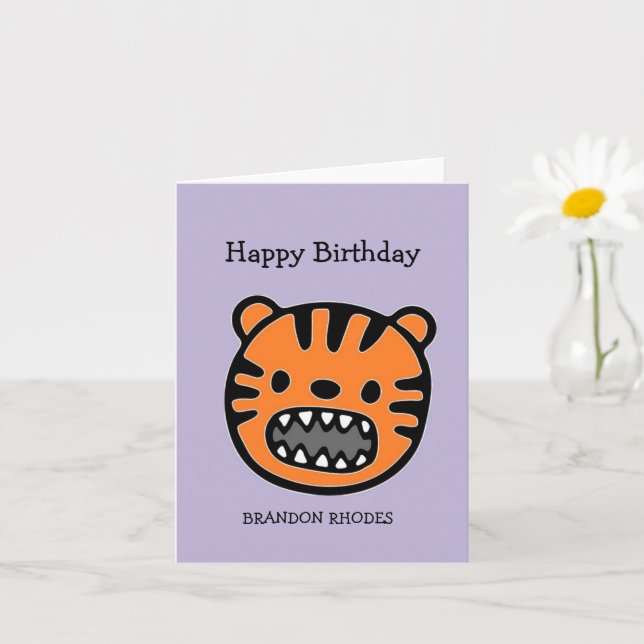 Tarjeta Cara de tigre marrón linda morada (Planta pequeña)