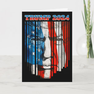 Tarjeta Cara de Trump Bandera de EE. UU. Vintage Donald Tr