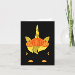 Tarjeta Cara de Unicornio de Halloween Calabazas de Acción
