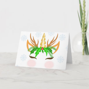 Tarjeta Cara de Unicornio de Navidad