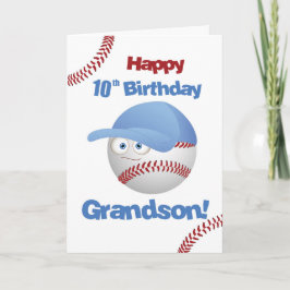 Tarjeta Cara divertida de béisbol con 10 cumpleaños