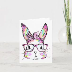 Tarjeta Cara Divertida de Conejo Gafas Conejo Coqueta Moño