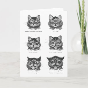 Tarjeta Cara divertida del gato, Louis Wain