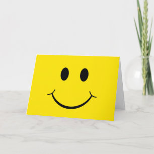 Tarjeta Cara Feliz Amarilla Clásica de los 70