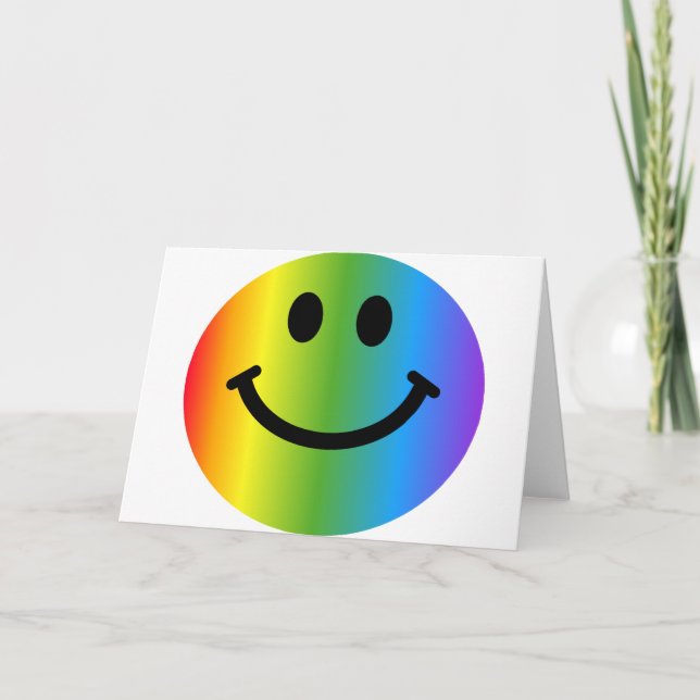 Tarjeta Cara feliz de arcoiris (Anverso)