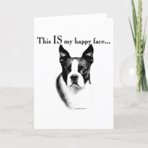 Tarjeta Cara Feliz de Boston Terrier