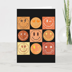 Tarjeta Cara Feliz de Leopardo Retro con Patrón de Cuadros