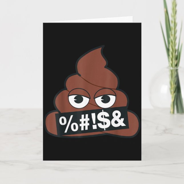 Tarjeta Cara sonriente amarilla censurada de caca de emoji (Anverso)