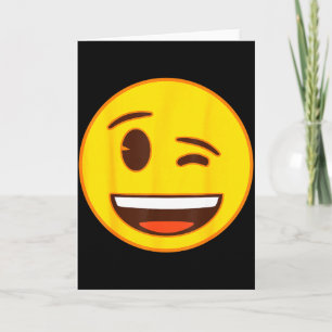 Tarjeta Cara sonriente amarilla guiñando oficial Emoji