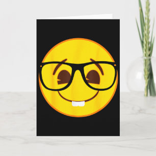 Tarjeta Cara sonriente amarilla oficial de Emoji Nerd Gles