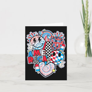 Tarjeta Cara Sonriente Corazón Bandera Americana Mujeres H