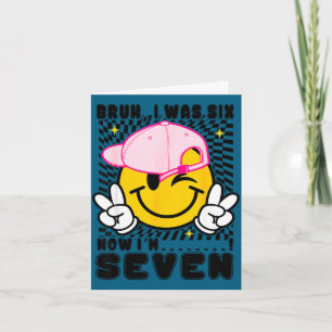 Tarjeta Cara sonriente cumpleaños 7 fui 6 7 a cuadros bruh