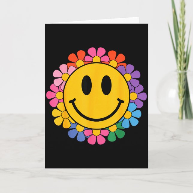 Tarjeta Cara Sonriente de Daisy Retro Feliz Estética Prepp (Anverso)