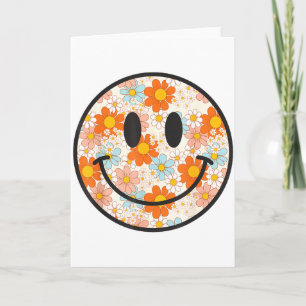 Tarjeta Cara sonriente de margarita retro feliz estética p