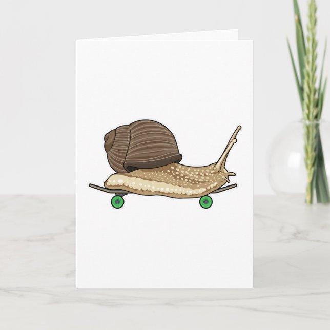 Tarjeta Caracol como patinador con patineta (Anverso)