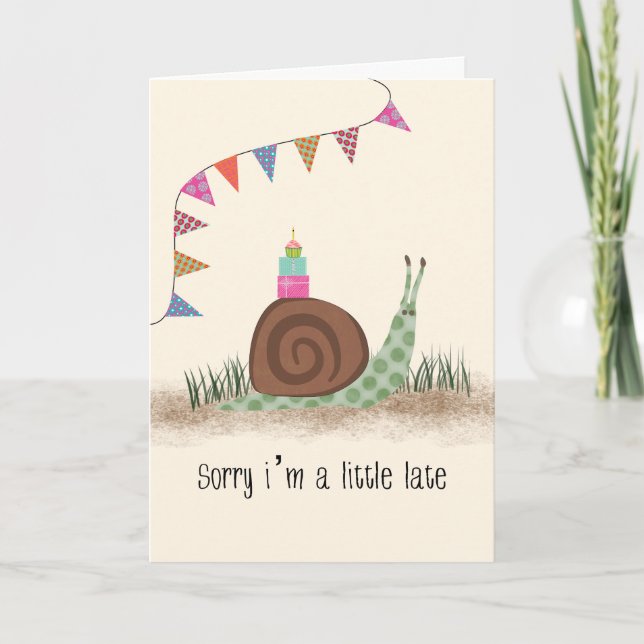 Tarjeta Caracol de Cumpleaños Atrasado (Anverso)