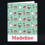 Tarjeta Caracteres de Navidades personalizados<br><div class="desc">Esta tarjeta de Navidades personalizada incluye la "tripulación de Navidad". Un grupo de lindos personajes de Navidades pequeños que adoran divertirse y hacer travesuras a los Navidades. El equipo incluye a Snowman,  Star,  Mince Pie,  Present y Santa Hat.</div>