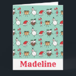 Tarjeta Caracteres de Navidades personalizados<br><div class="desc">Esta tarjeta de Navidades personalizada incluye la "tripulación de Navidad". Un grupo de lindos personajes de Navidades pequeños que adoran divertirse y hacer travesuras a los Navidades. El equipo incluye a Snowman,  Star,  Mince Pie,  Present y Santa Hat.</div>