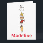 Tarjeta Caracteres de Navidades personalizados<br><div class="desc">Esta tarjeta de Navidades personalizada incluye la "tripulación de Navidad". Un grupo de lindos personajes de Navidades pequeños que adoran divertirse y hacer travesuras a los Navidades. El equipo incluye a Snowman,  Star,  Mince Pie,  Present y Santa Hat.</div>