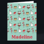 Tarjeta Caracteres de Navidades personalizados<br><div class="desc">Esta tarjeta de Navidades personalizada incluye la "tripulación de Navidad". Un grupo de lindos personajes de Navidades pequeños que adoran divertirse y hacer travesuras a los Navidades. El equipo incluye a Snowman,  Star,  Mince Pie,  Present y Santa Hat.</div>
