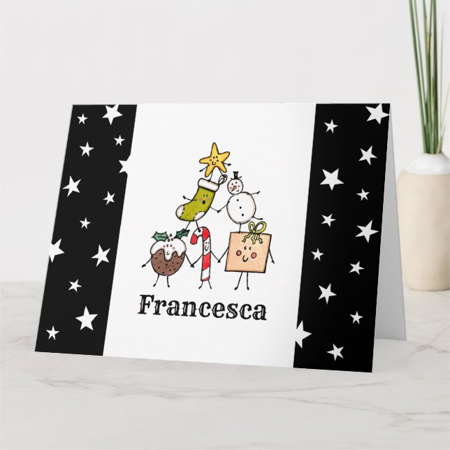 Tarjeta Caracteres de Navidades personalizados (Anverso)