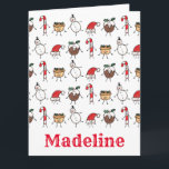 Tarjeta Caracteres de Navidades personalizados<br><div class="desc">Esta tarjeta de Navidades personalizada incluye la "tripulación de Navidad". Un grupo de lindos personajes de Navidades pequeños que adoran divertirse y hacer travesuras a los Navidades. El equipo incluye a Snowman,  Star,  Mince Pie,  Present y Santa Hat.</div>