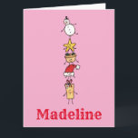 Tarjeta Caracteres de Navidades personalizados<br><div class="desc">Esta tarjeta de Navidades personalizada incluye la "tripulación de Navidad". Un grupo de lindos personajes de Navidades pequeños que adoran divertirse y hacer travesuras a los Navidades. El equipo incluye a Snowman,  Star,  Mince Pie,  Present y Santa Hat.</div>