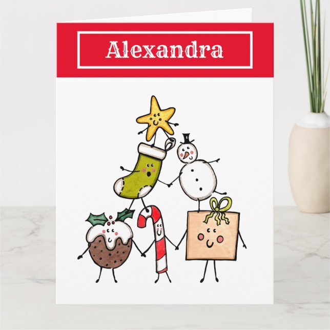 Tarjeta Caracteres de Navidades personalizados (Anverso)