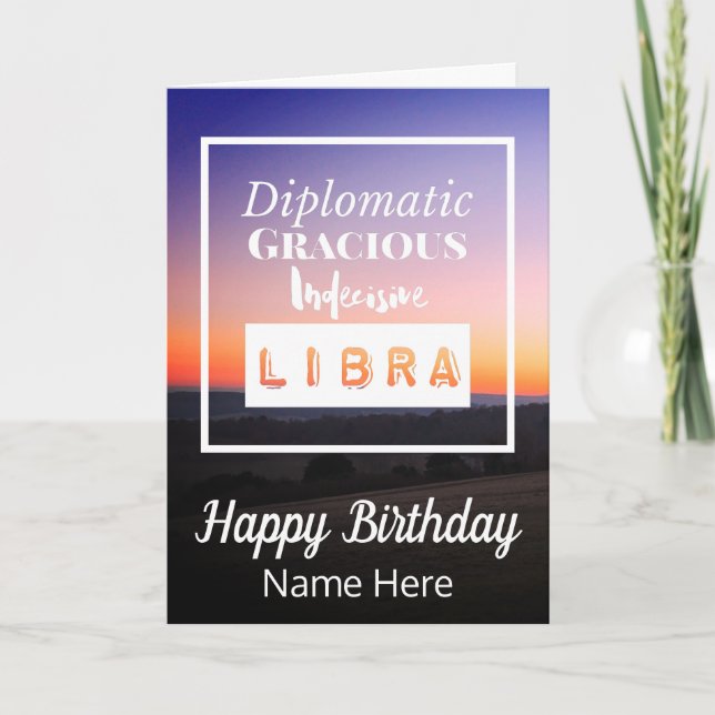 Tarjeta Características del Divertido de Libra Zodiac Cump (Anverso)