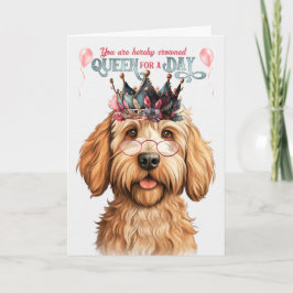 Tarjeta Caramel Labradoodle Queen por un día divertido cum