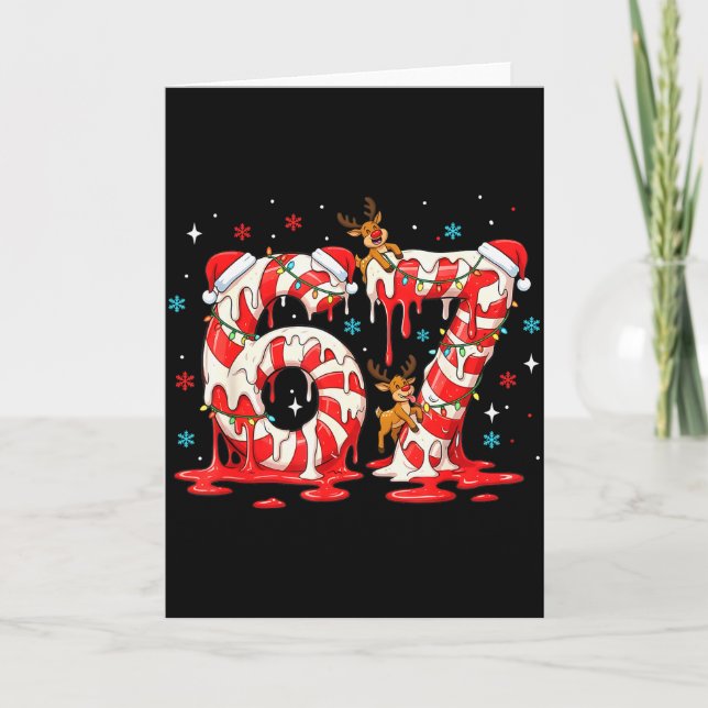 Tarjeta Caramelo de Navidad 67 Meme Seis Siete Chicos Dive (Anverso)