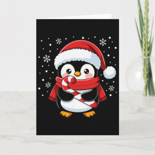 Tarjeta Caramelo de Navidad de Pingüino Invierno Niña B