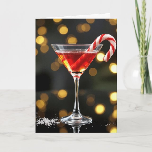 Tarjeta Caramelo de Navidad en un cóctel (Anverso)