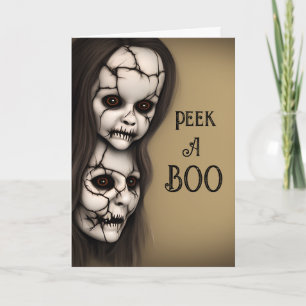 Tarjeta Caras espeluznantes Peek-a-Boo Halloween