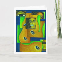 Caras superpuestas en verde y azul por Hassan Wahb
