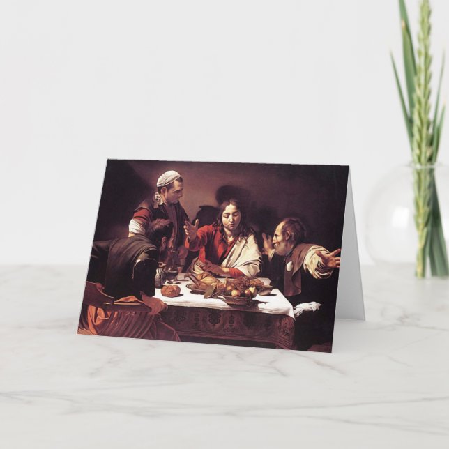 Tarjeta Caravaggio - cena en Emmaus (Anverso)
