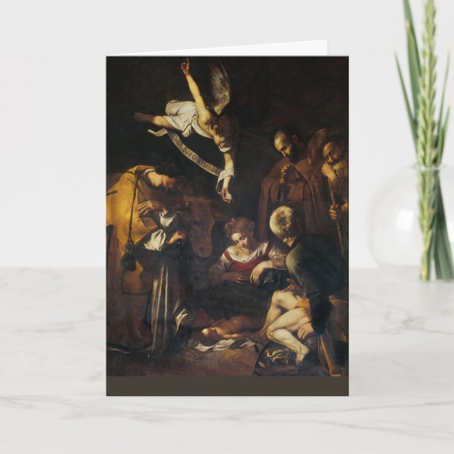 Tarjeta Caravaggio - Escena de la Natividad - Felices Fies (Anverso)