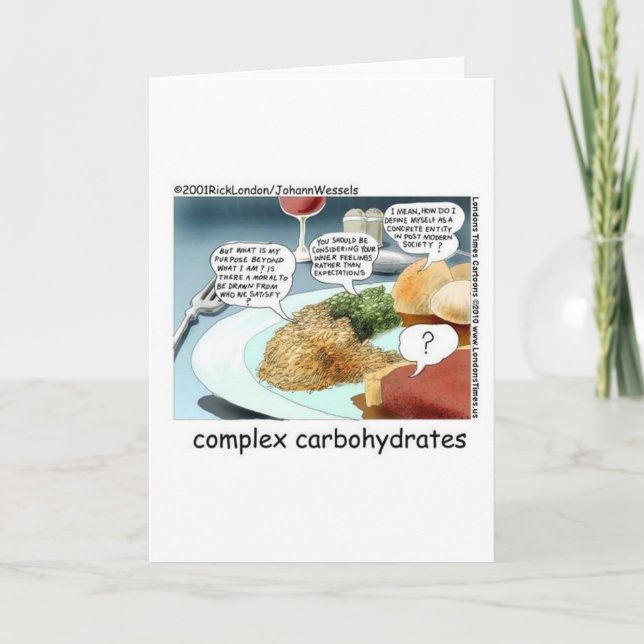 Tarjeta Carbohidratos Complejos Graciosos Mugs Cards Tees  (Anverso)