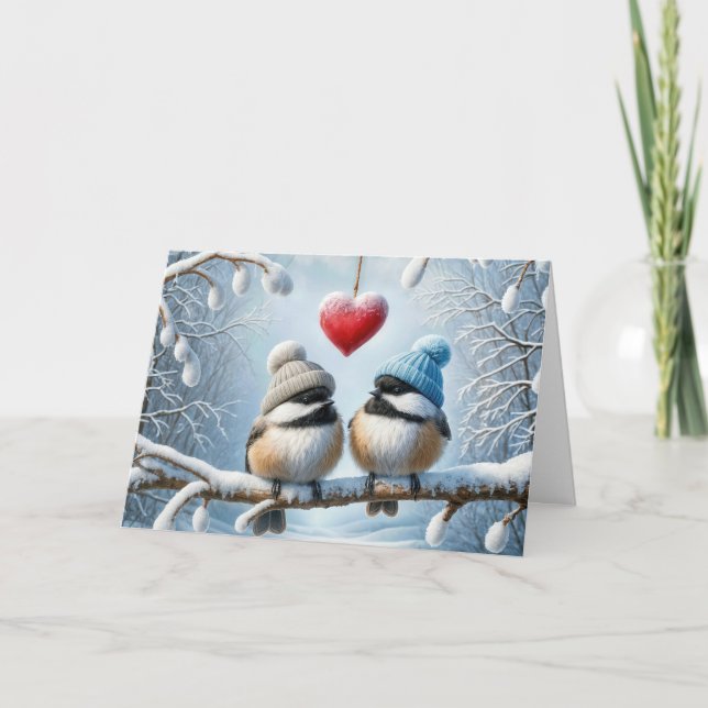 Tarjeta Carboneros de Navidad con Corazón Rojo (Anverso)