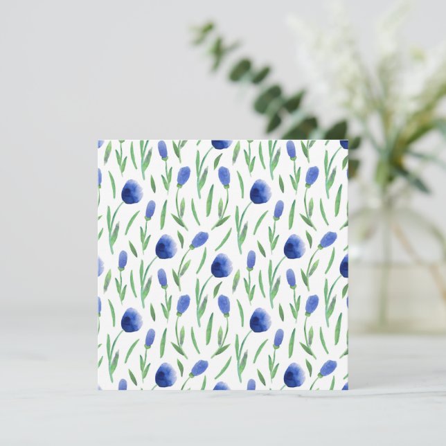 Tarjeta Card - Blue Flowers (Anverso de pie)