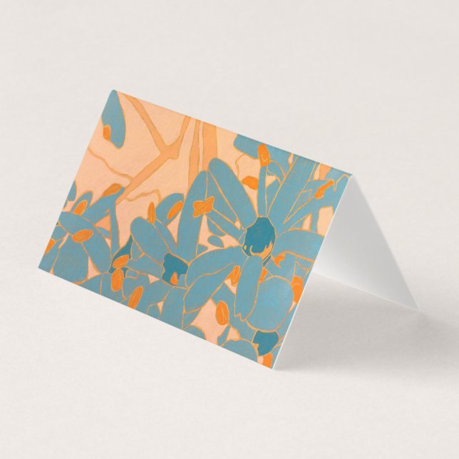 Tarjeta Card Contemporary Leaf Design in Peach (Anverso)
