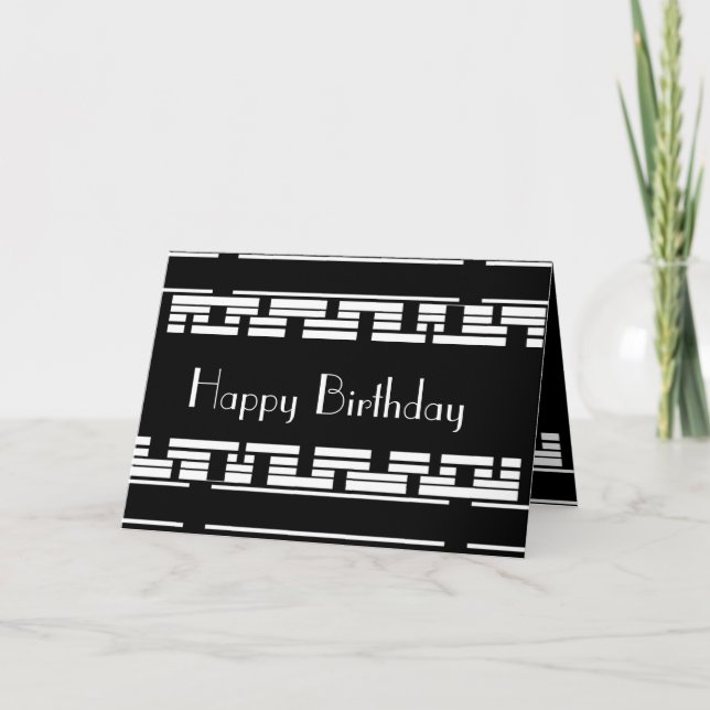 Tarjeta Card Deco Black White Birthday Male (Anverso)